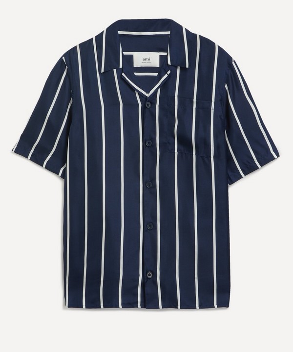 Ami - Camp Collar Stripe Silk Shirt image number 0