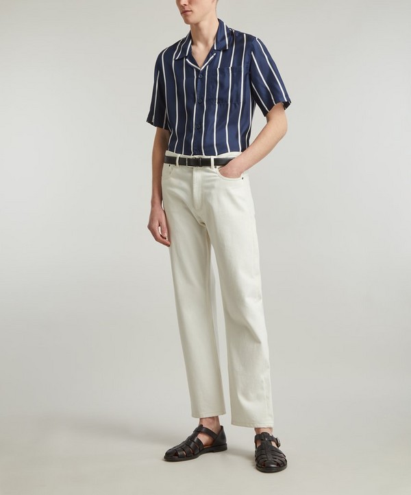 Ami - Camp Collar Stripe Silk Shirt image number 1