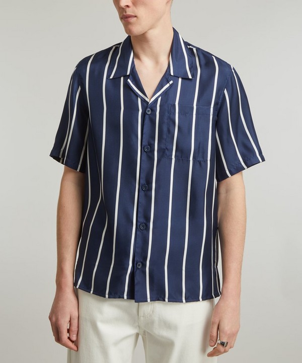 Ami - Camp Collar Stripe Silk Shirt image number 2