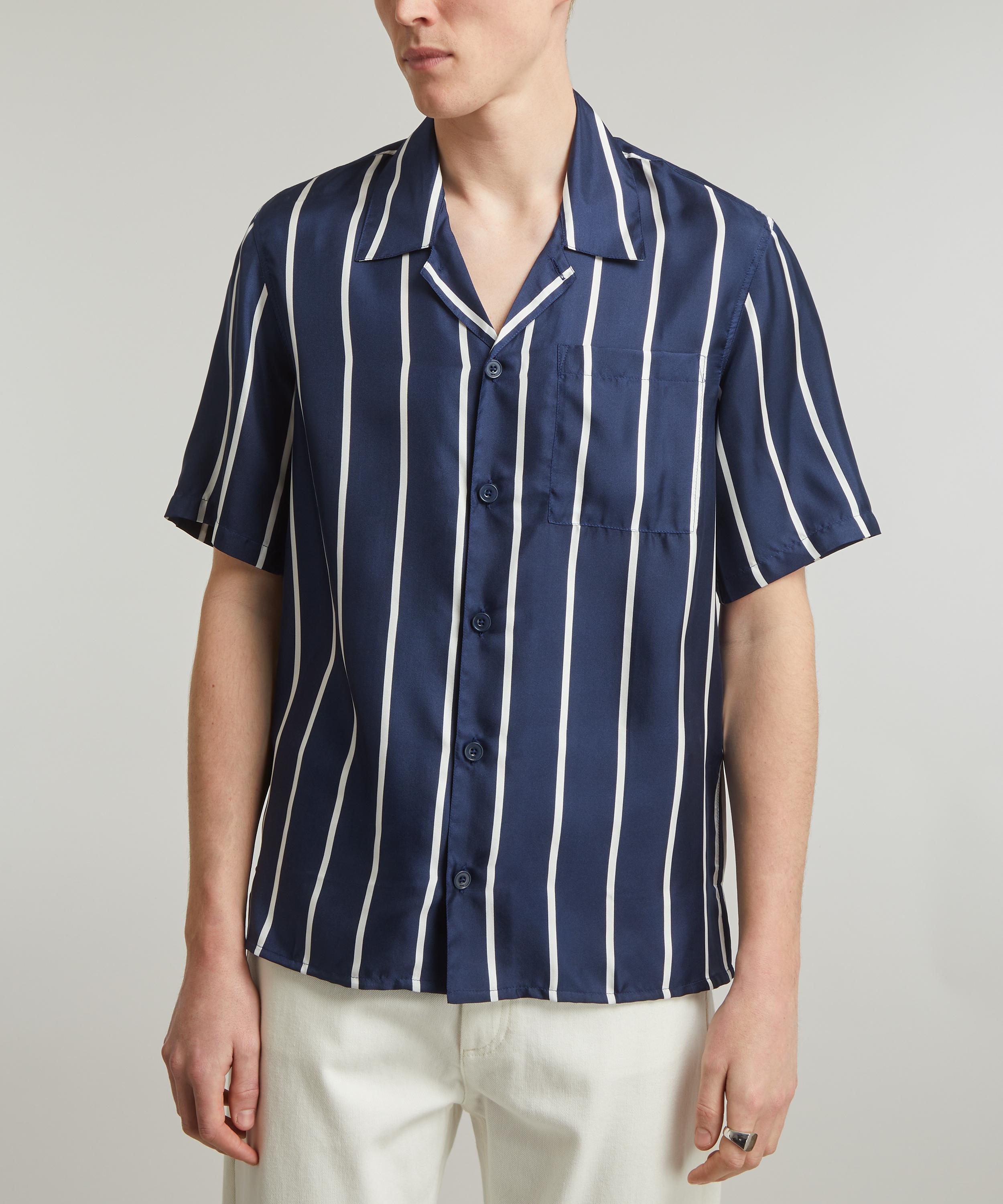 Ami Camp Collar Stripe Silk Shirt | Liberty