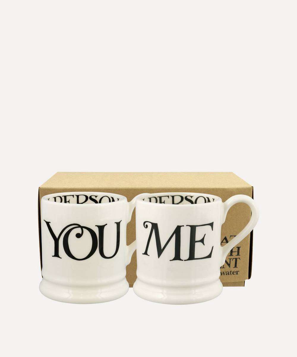 Emma Bridgewater - Black Toast You & Me Boxed Half-Pint Mugs Set of Two
