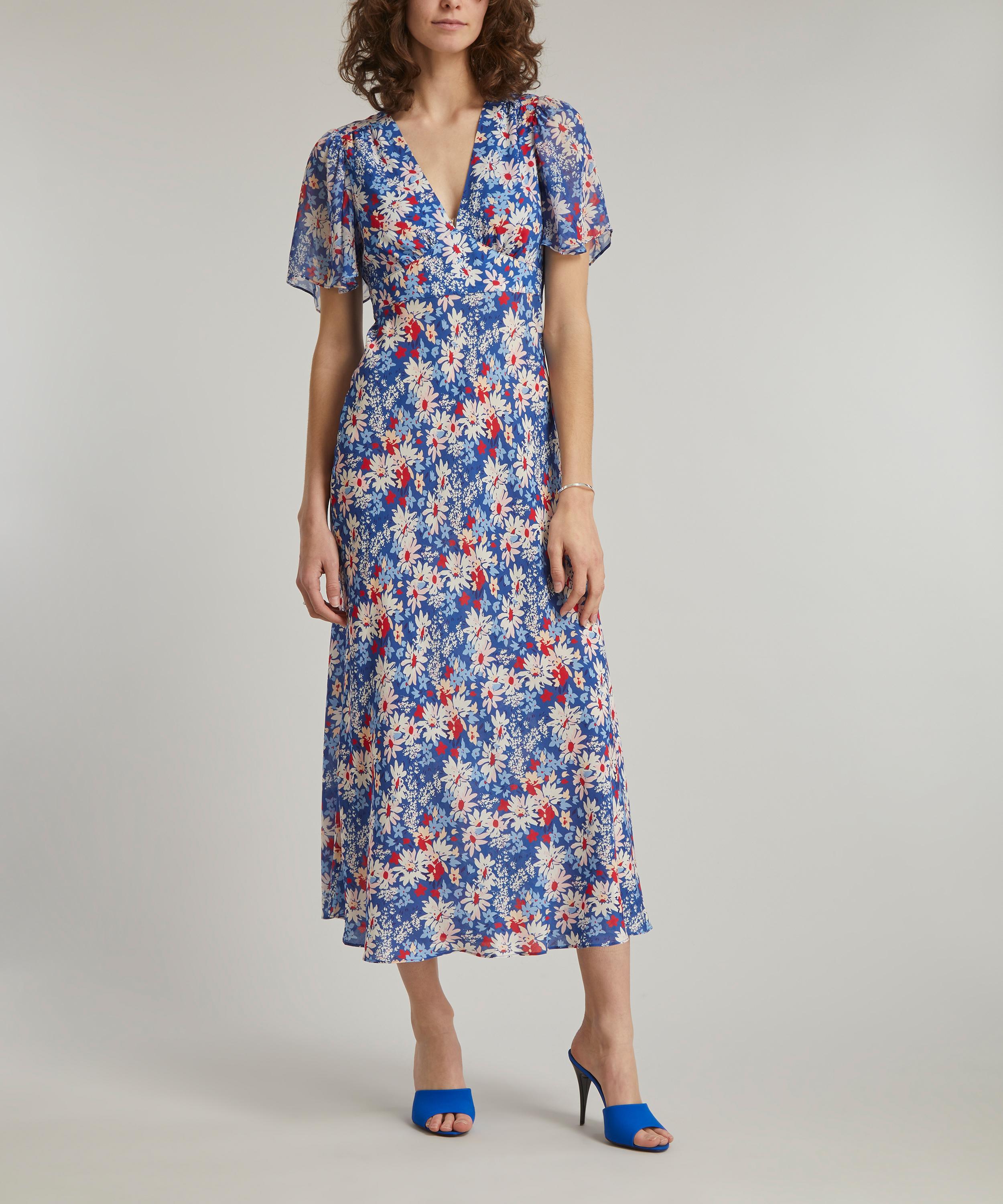 RIXO Florida Flutter-Sleeve Midi-Dress | Liberty