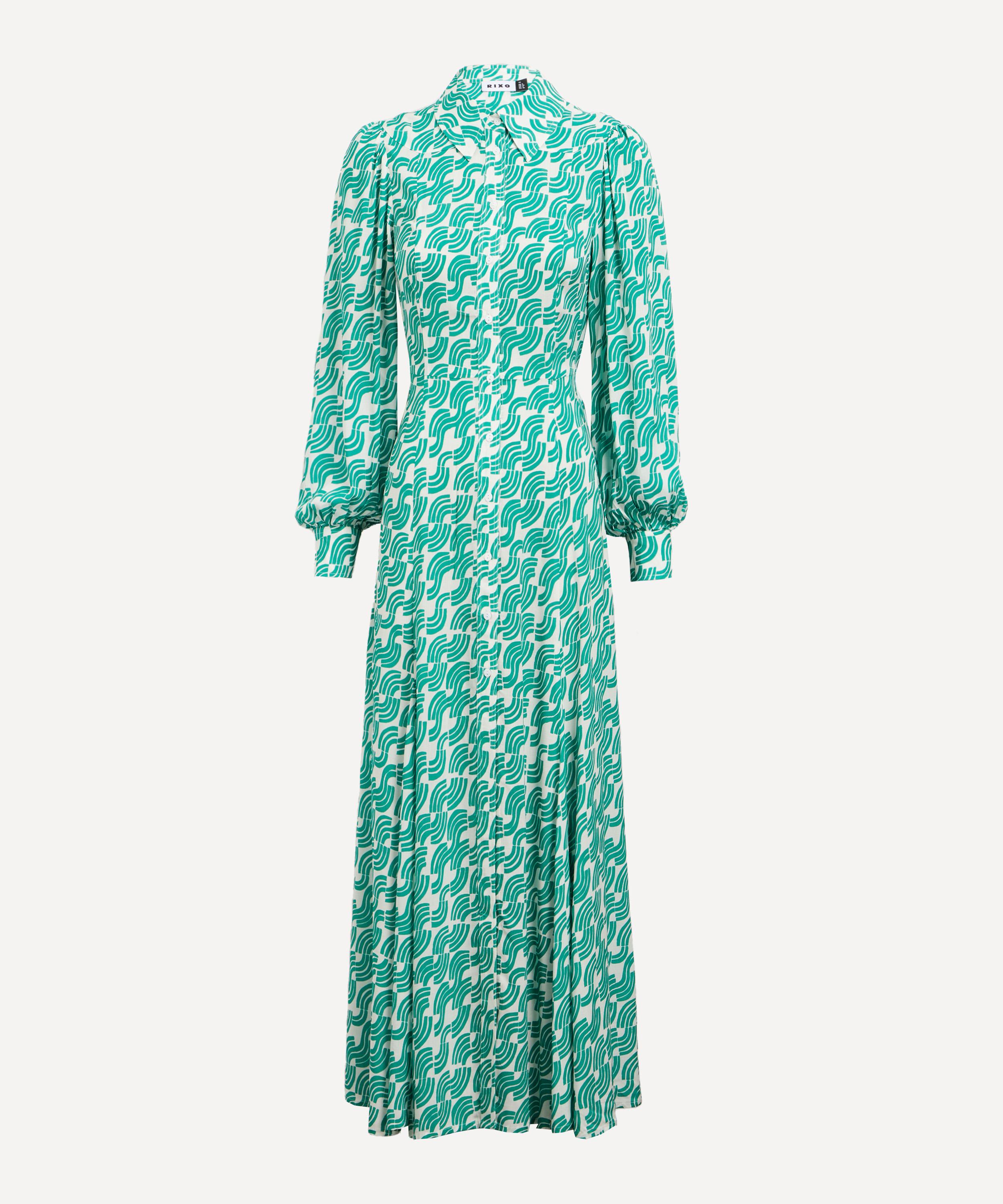 RIXO Georgina Green Wave Midi-Shirtdress | Liberty