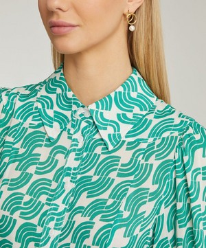 RIXO - Georgina Green Wave Midi-Shirtdress image number 4