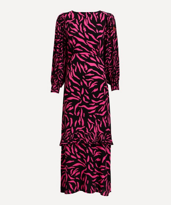 Scamp and Dude - Black and Magenta Zebra Frill Midi-Dress image number null