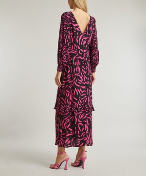 Scamp and Dude - Black and Magenta Zebra Frill Midi-Dress image number 3