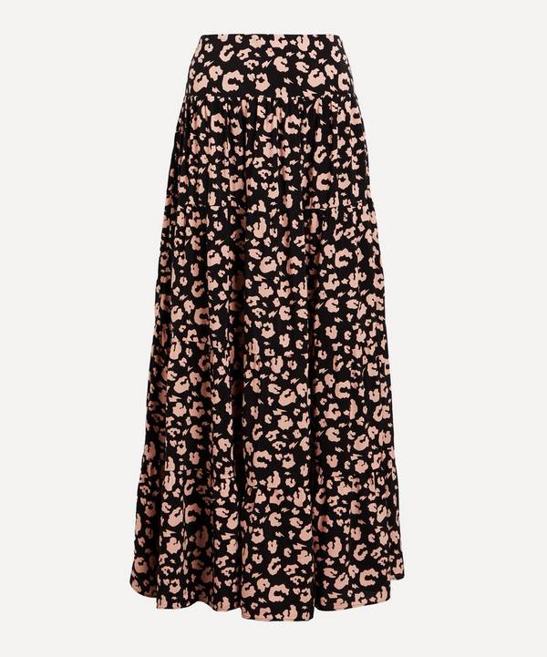 Scamp and Dude - Black and Pale Pink Leopard Print Maxi-Skirt