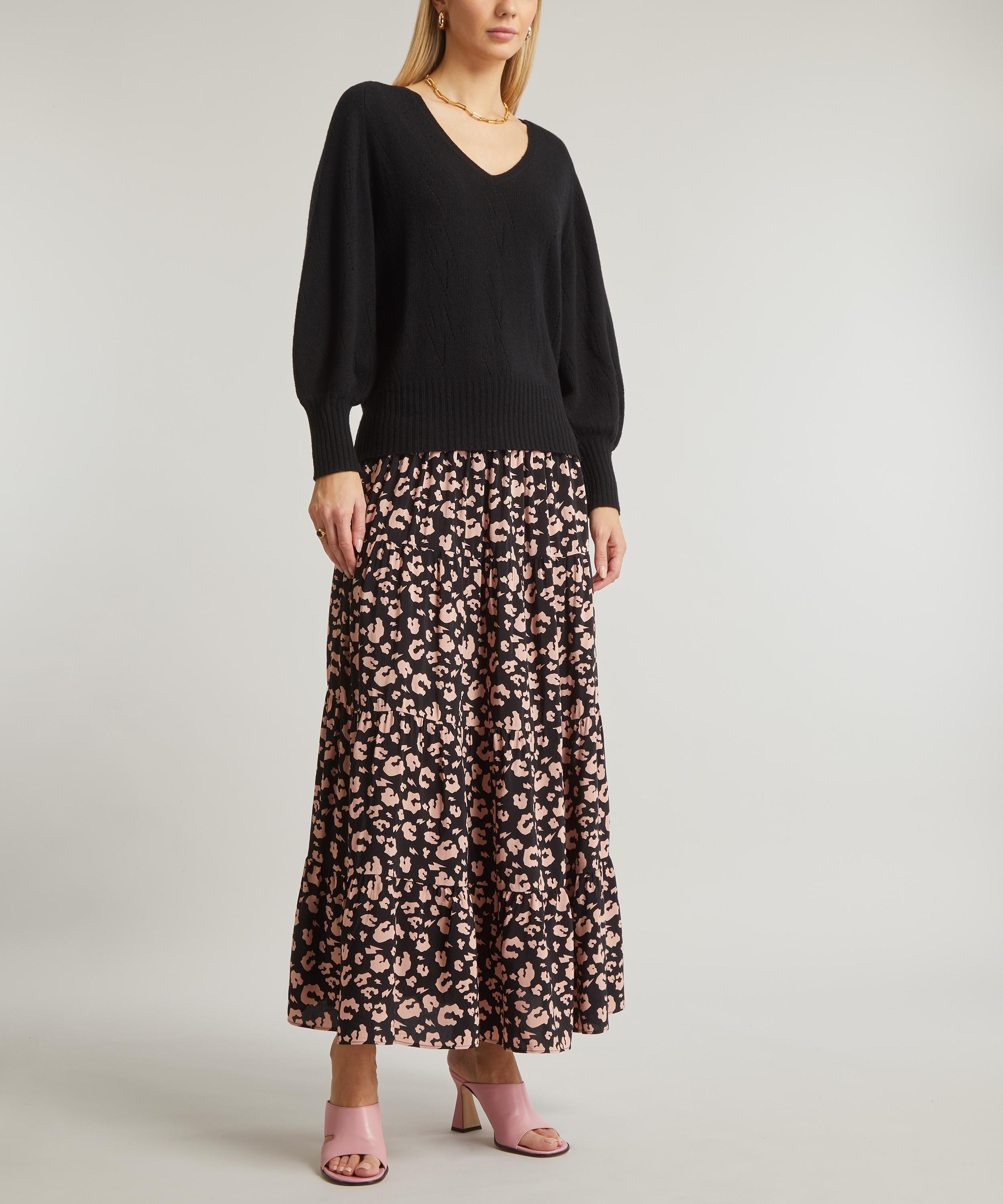 Scamp and Dude - Black and Pale Pink Leopard Print Maxi-Skirt image number 1