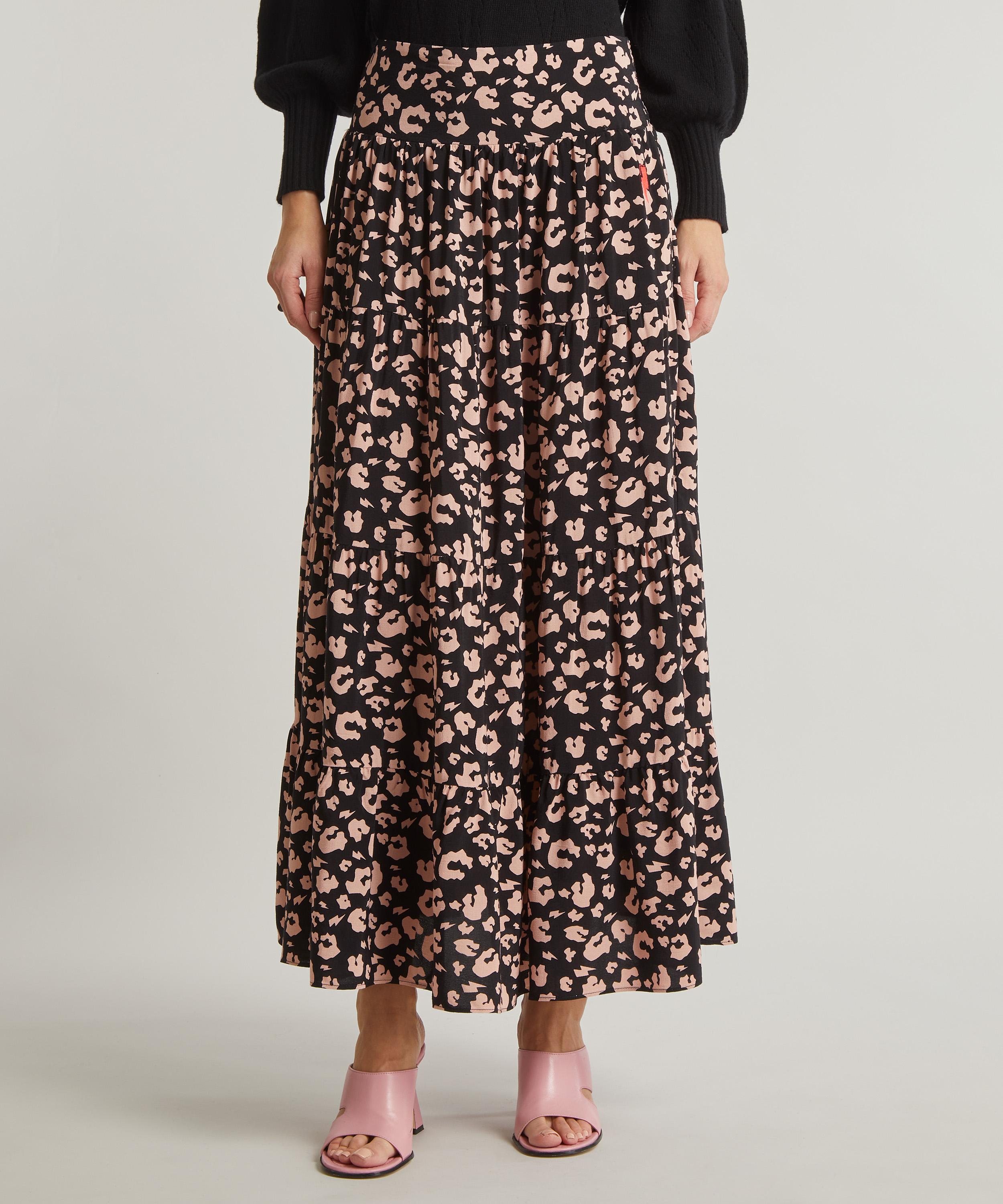 Scamp and Dude Black and Pale Pink Leopard Print Maxi-Skirt | Liberty