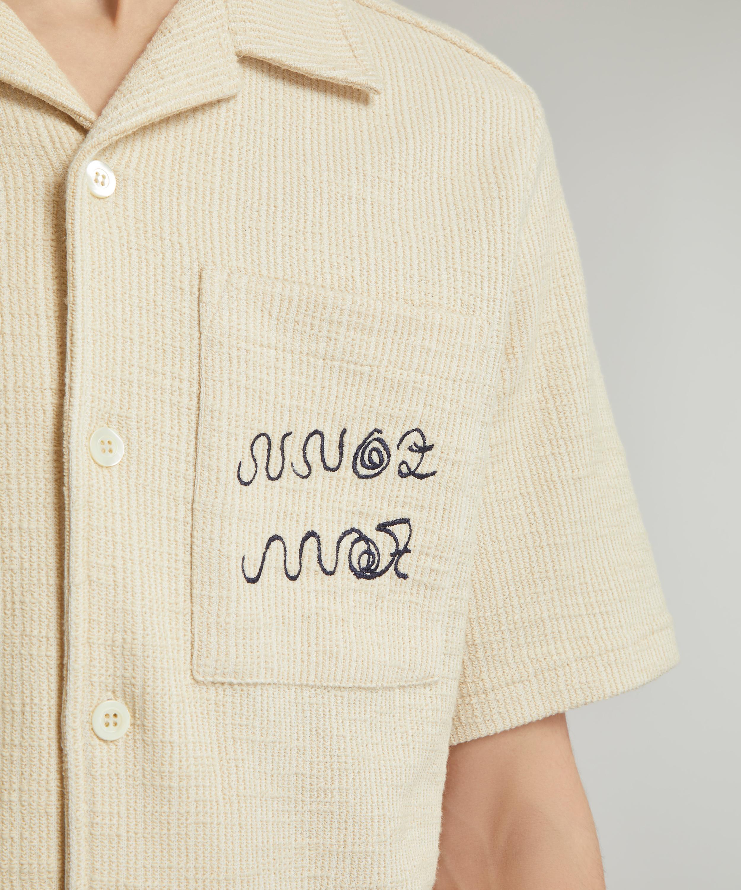 【MODERNIF】Lebe Boucle Short Sleeve Collar Knit Buy Green Cotton Rich Relaxed Fit Short Sleeve Cuban Collar