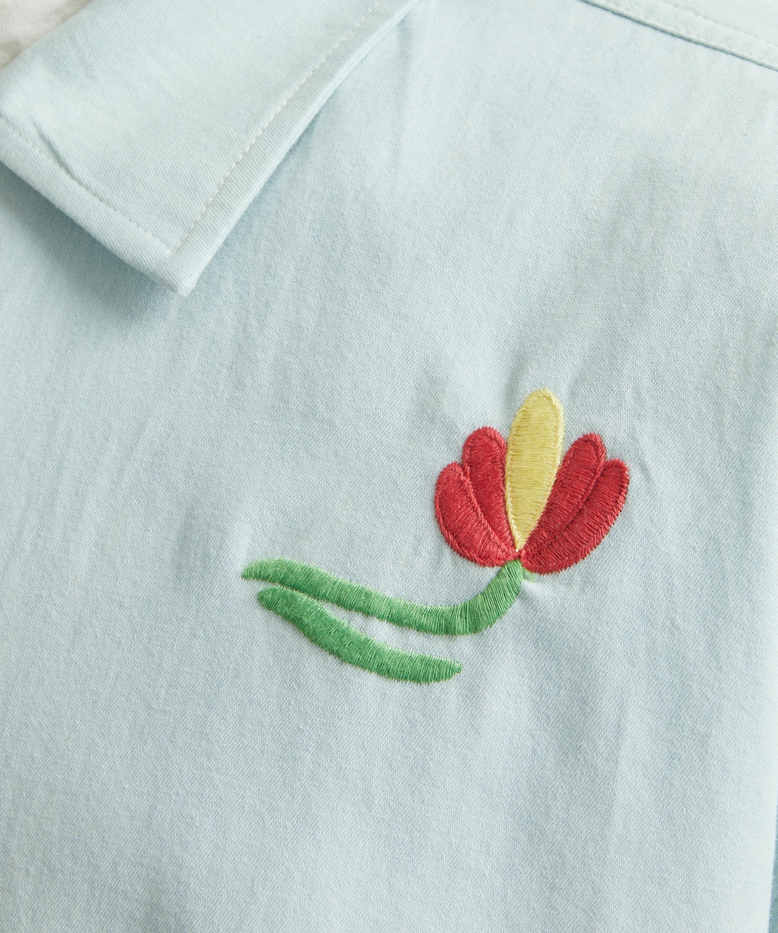 Hand-embroidered T-shirt Floral Design Organic Cotton -  Canada