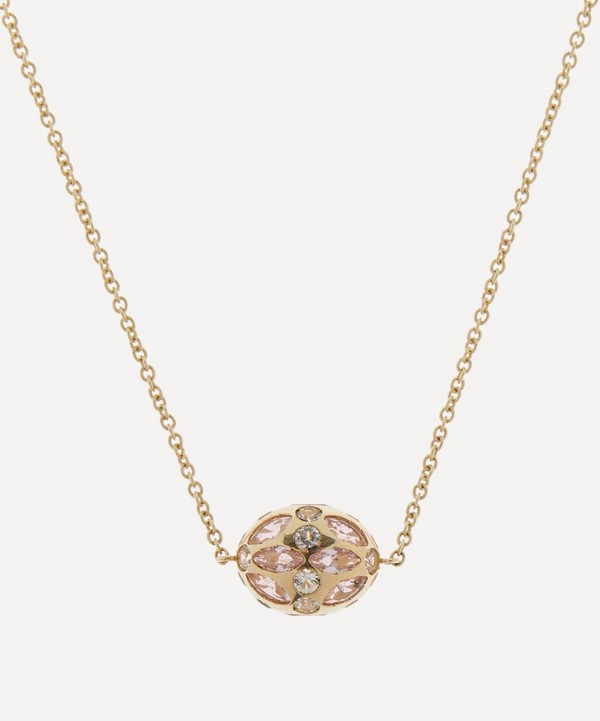 Liberty - 9ct Gold Aragon Pink and Clear Opal Pendant Necklace