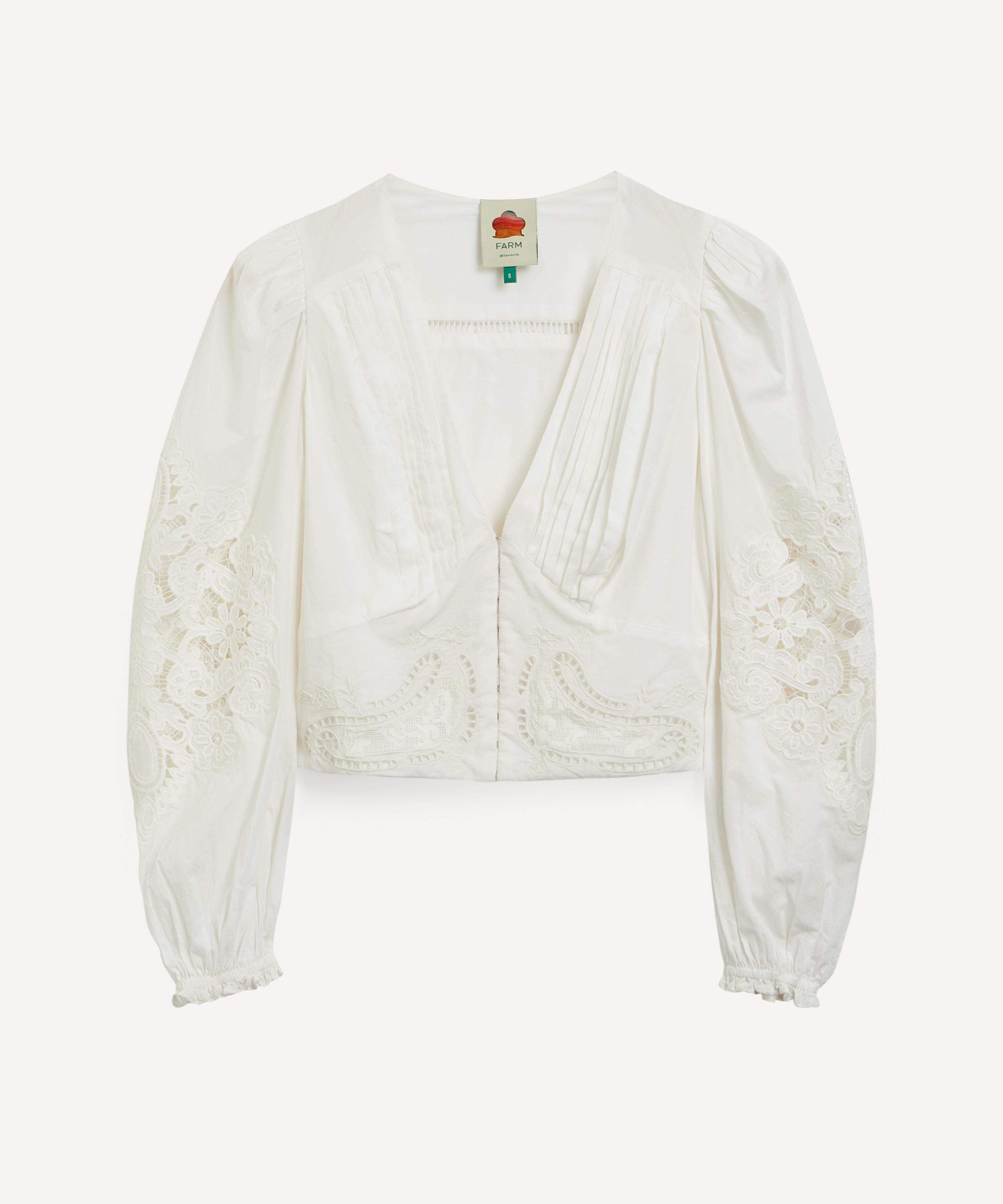 FARM Rio Off-White Lace Blouse