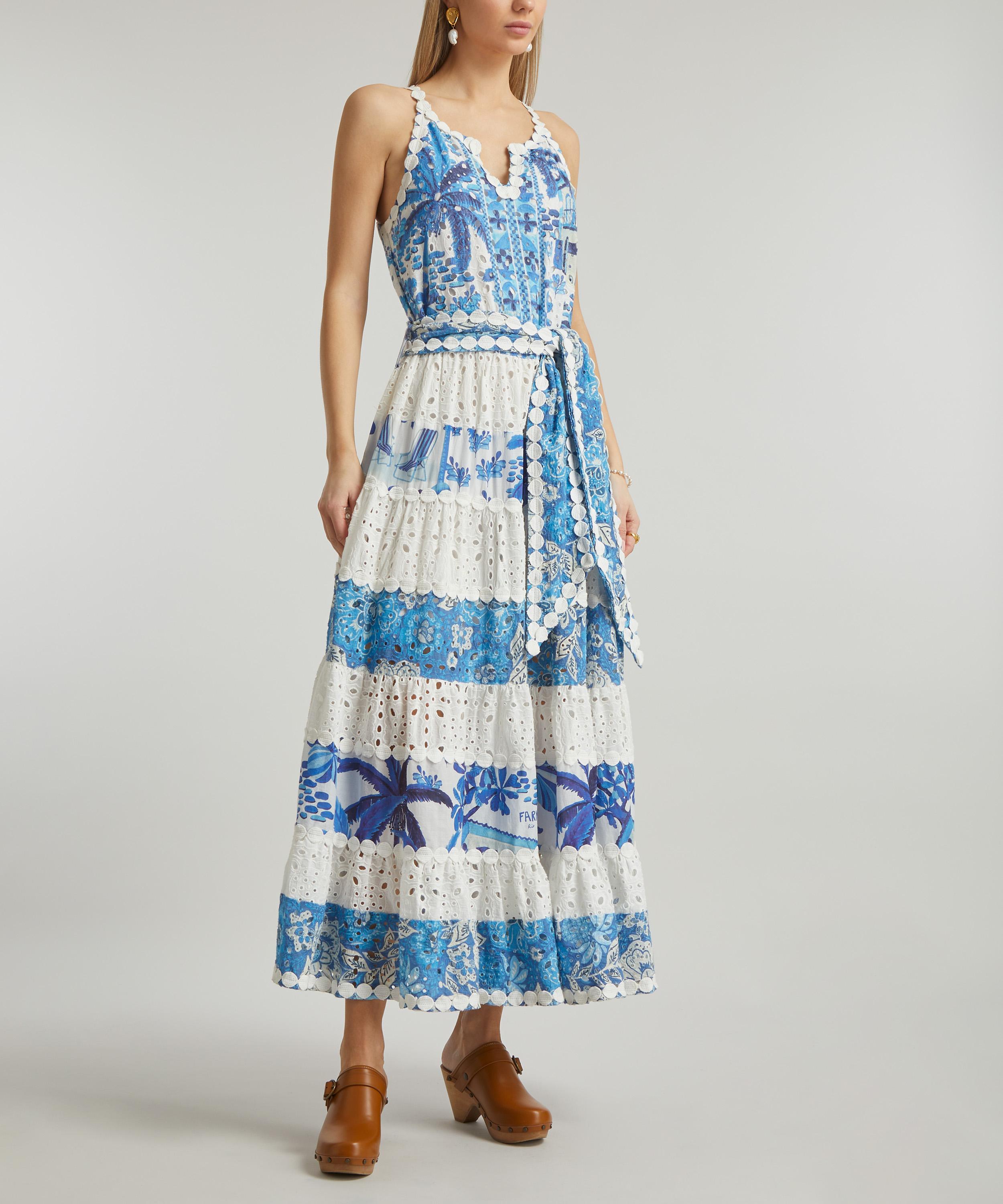 FARM Rio - Mixed White and Blue Printed Maxi-Dress image number 2