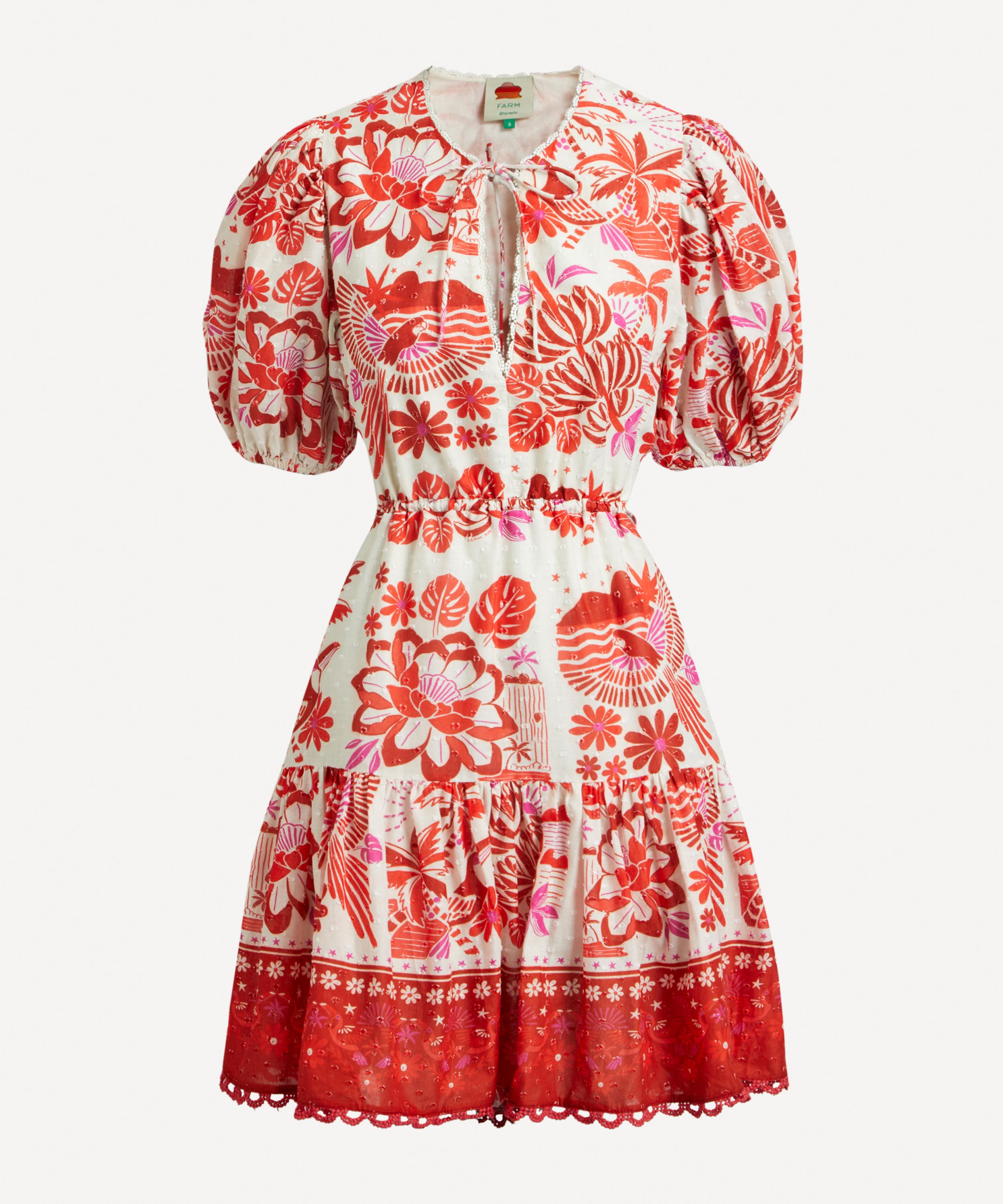 FARM Rio - Off-White Rio Tiles Mini-Dress image number 0