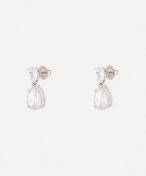 CZ by Kenneth Jay Lane - Rhodium-Plated Double Pear Drop Cubic Zirconia Earrings image number 2
