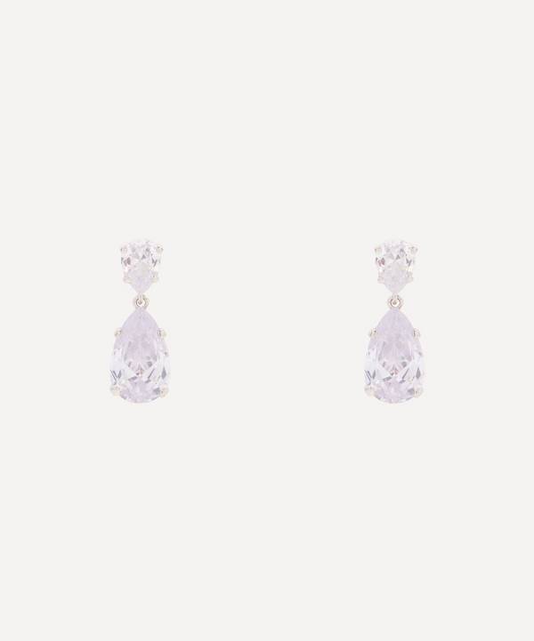 CZ by Kenneth Jay Lane - Rhodium-Plated Statement Double Pear Drop Cubic Zirconia Earrings