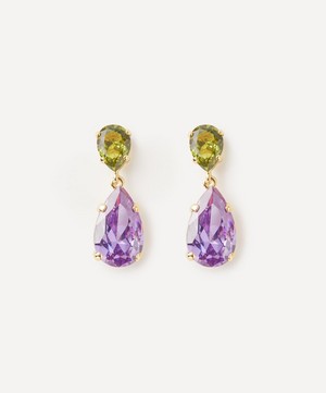 CZ by Kenneth Jay Lane - Rhodium-Plated Statement Double Pear Drop Cubic Zirconia Earrings image number 0