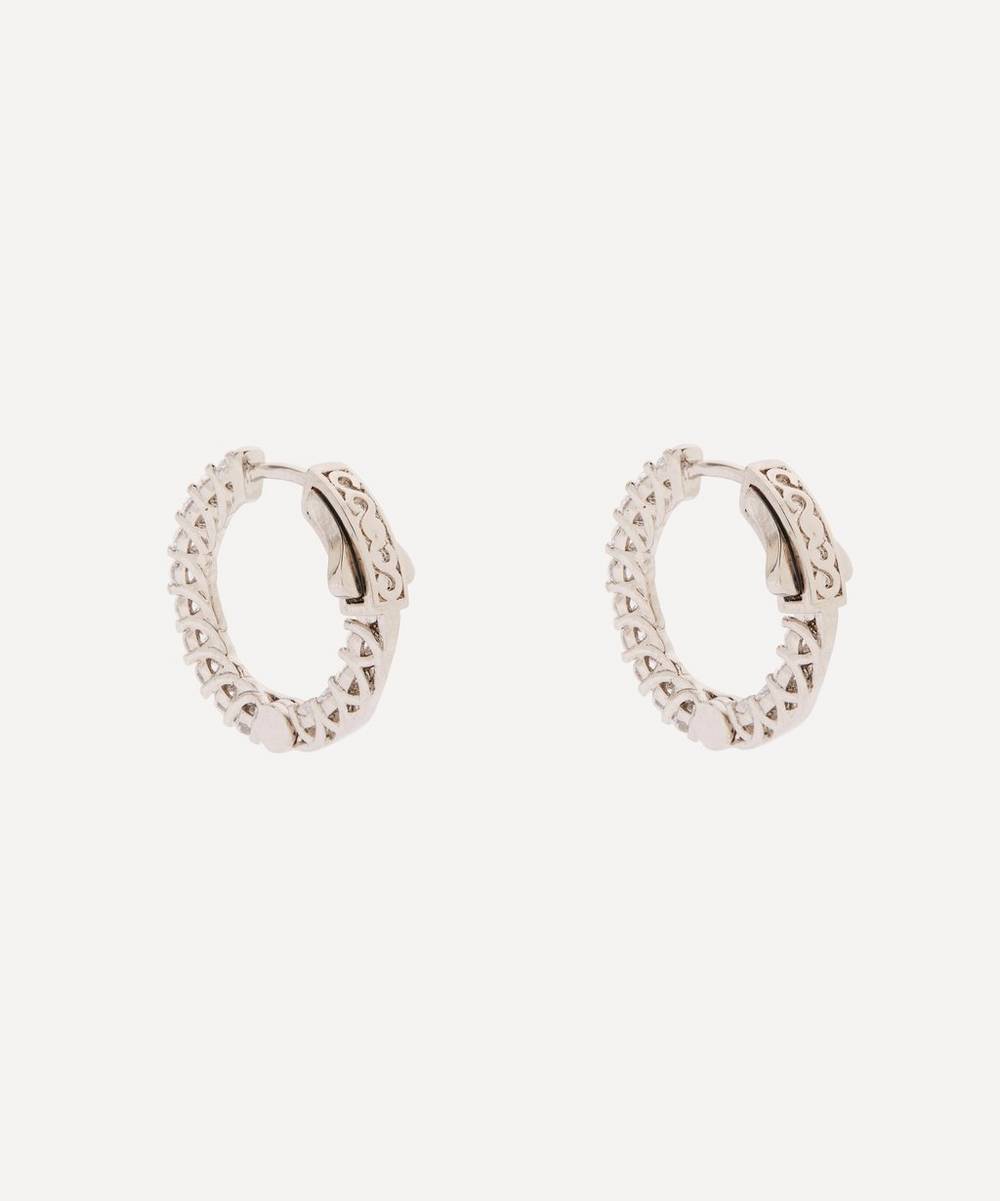 CZ by Kenneth Jay Lane - Rhodium-Plated Cubic Zirconia Inside Out Hoop Earrings