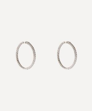CZ by Kenneth Jay Lane - Rhodium-Plated Glamorous Pave Cubic Zirconia Hoop Earrings image number 0