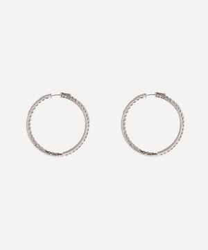 CZ by Kenneth Jay Lane - Rhodium-Plated Glamorous Pave Cubic Zirconia Hoop Earrings image number 1