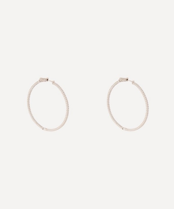 CZ by Kenneth Jay Lane - Rhodium-Plated Round CZ Inside Out Hoop Earrings image number null