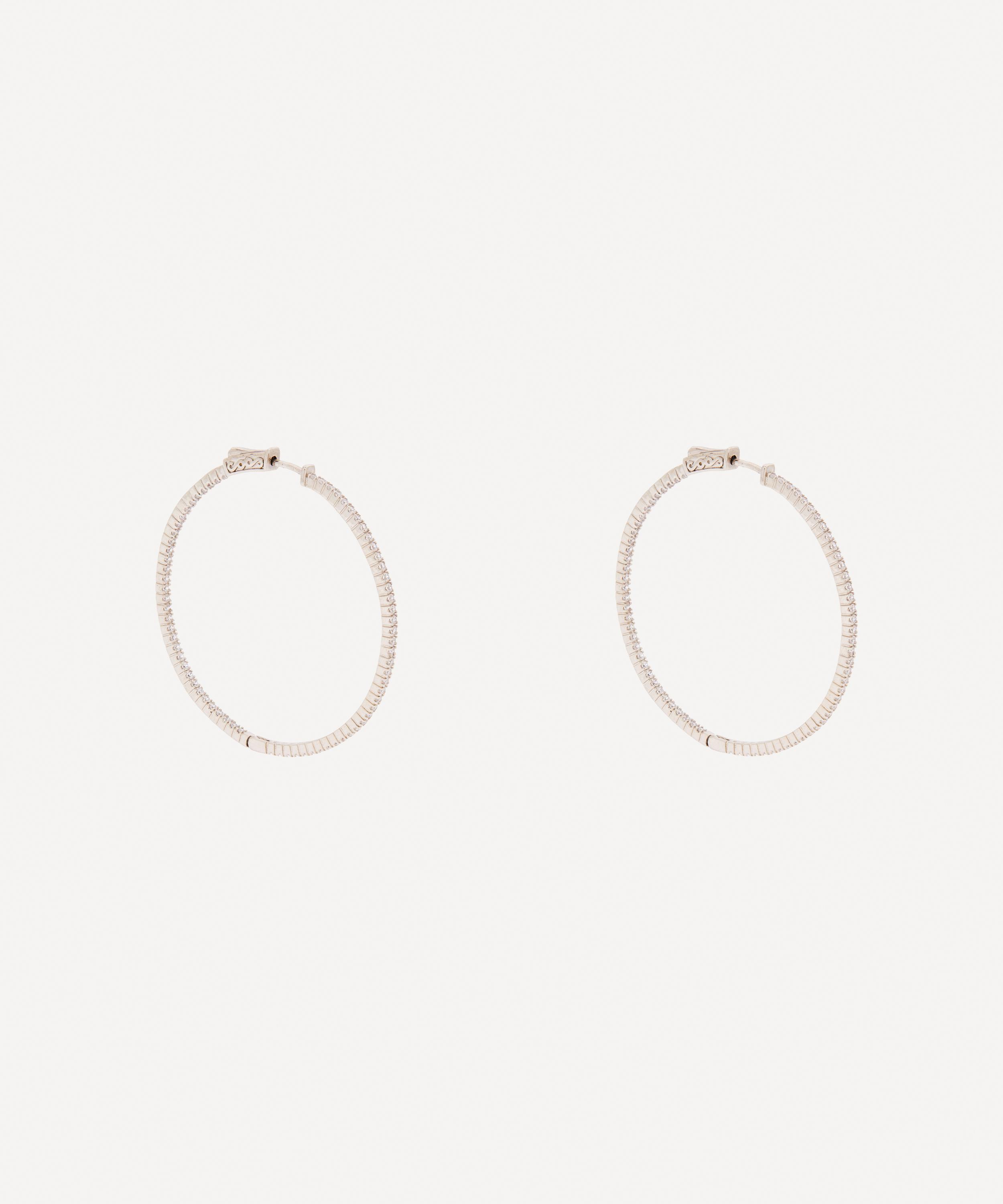 CZ by Kenneth Jay Lane - Rhodium-Plated Round CZ Inside Out Hoop Earrings image number 0