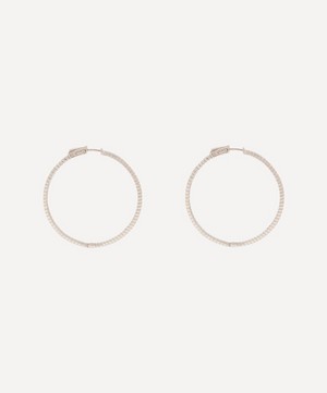 CZ by Kenneth Jay Lane - Rhodium-Plated Round CZ Inside Out Hoop Earrings image number 1