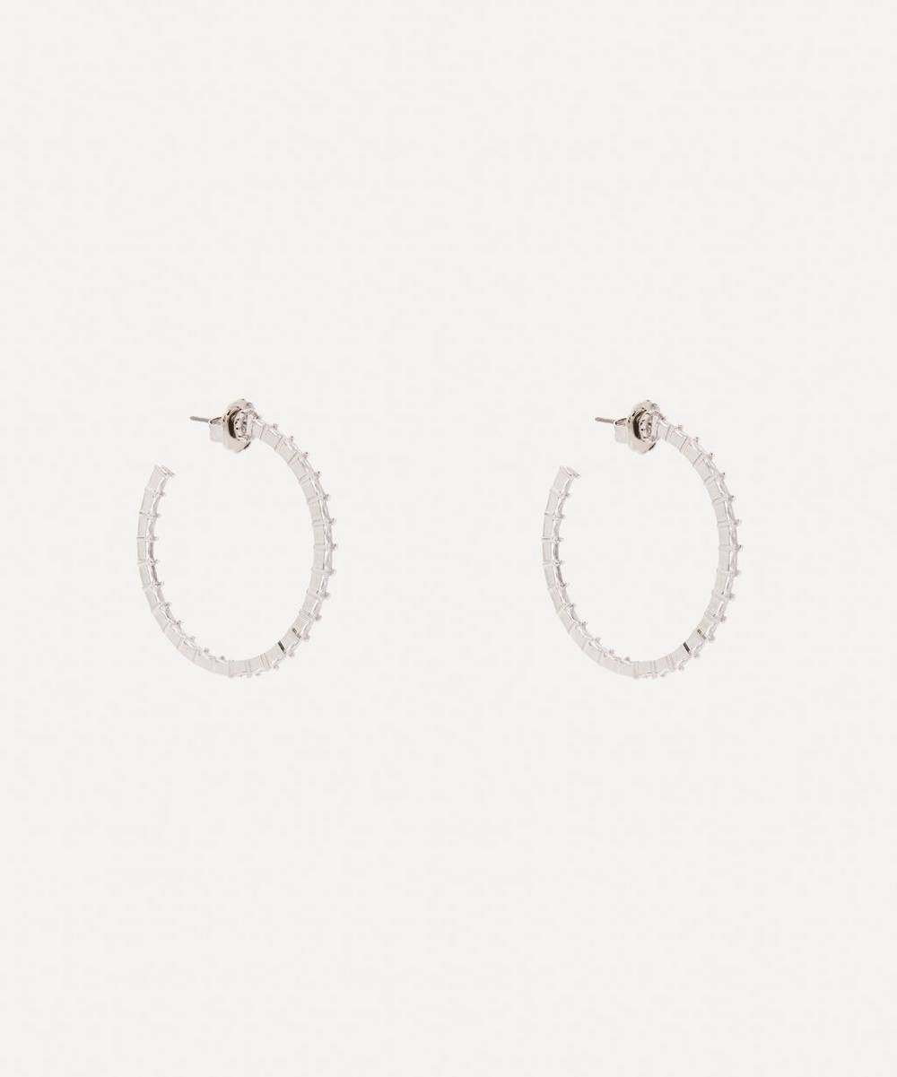 CZ by Kenneth Jay Lane - Rhodium-Plated Classic Inside Out Hoop Earrings