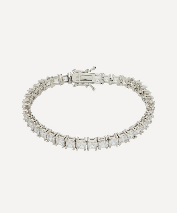 CZ by Kenneth Jay Lane - Rhodium-Plated Cubic Zirconia Classic Princess-Cut Tennis Bracelet image number null
