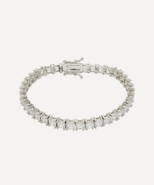CZ by Kenneth Jay Lane - Rhodium-Plated Cubic Zirconia Classic Princess-Cut Tennis Bracelet image number 0