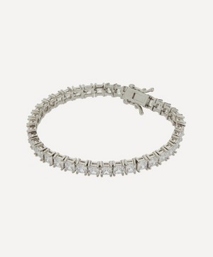 CZ by Kenneth Jay Lane - Rhodium-Plated Cubic Zirconia Classic Princess-Cut Tennis Bracelet image number 1
