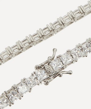 CZ by Kenneth Jay Lane - Rhodium-Plated Cubic Zirconia Classic Princess-Cut Tennis Bracelet image number 2