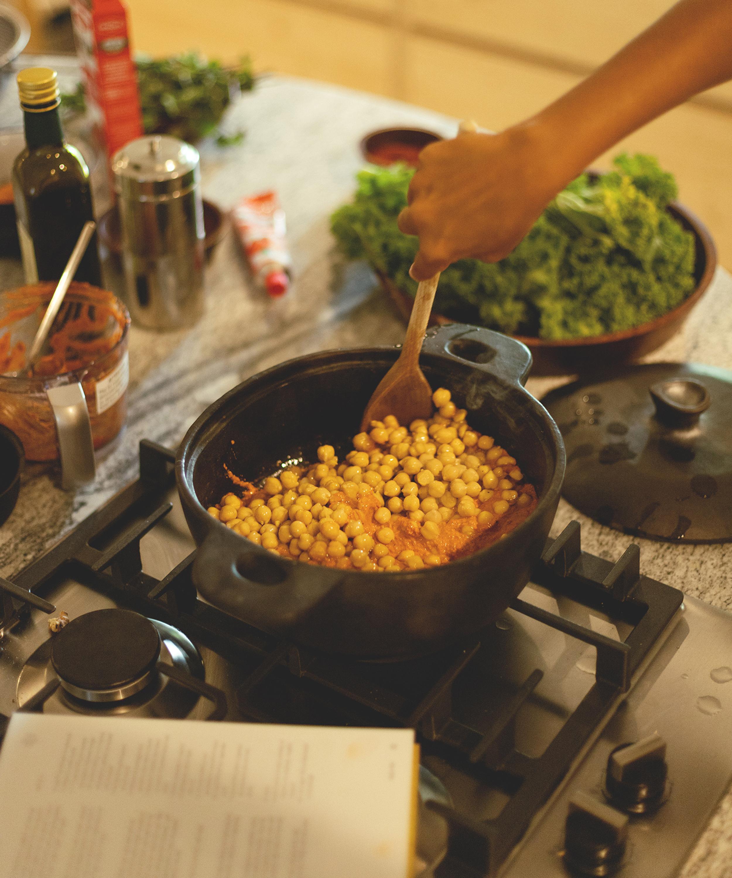 Large cooking pot inside the