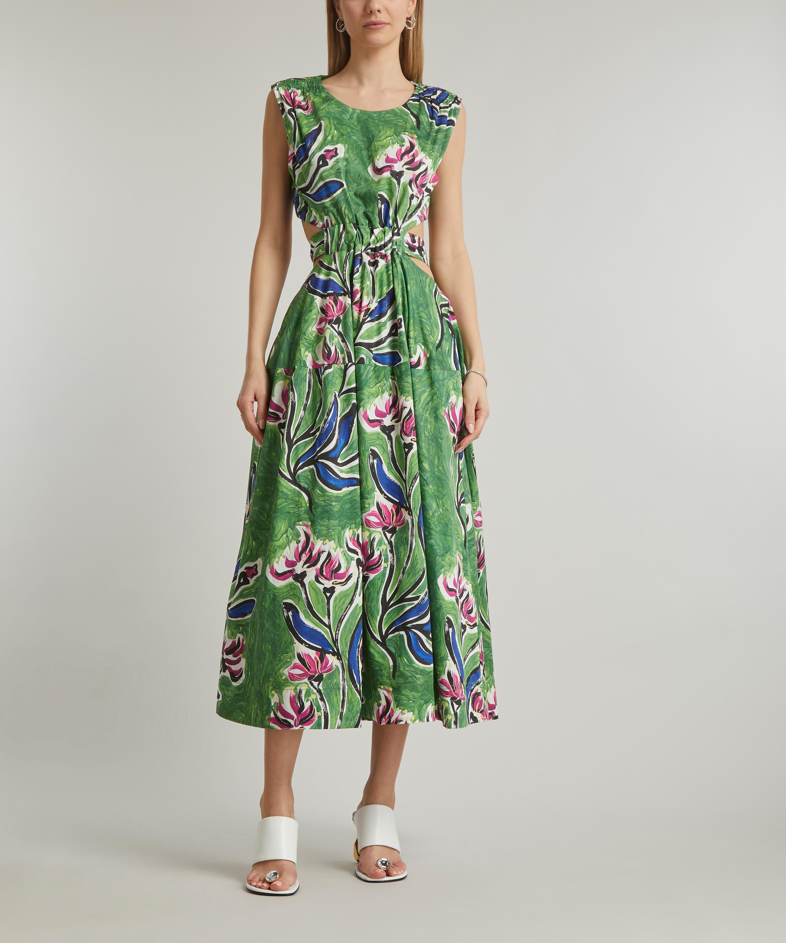 Zorina Tie Midi Dress, Fern Green