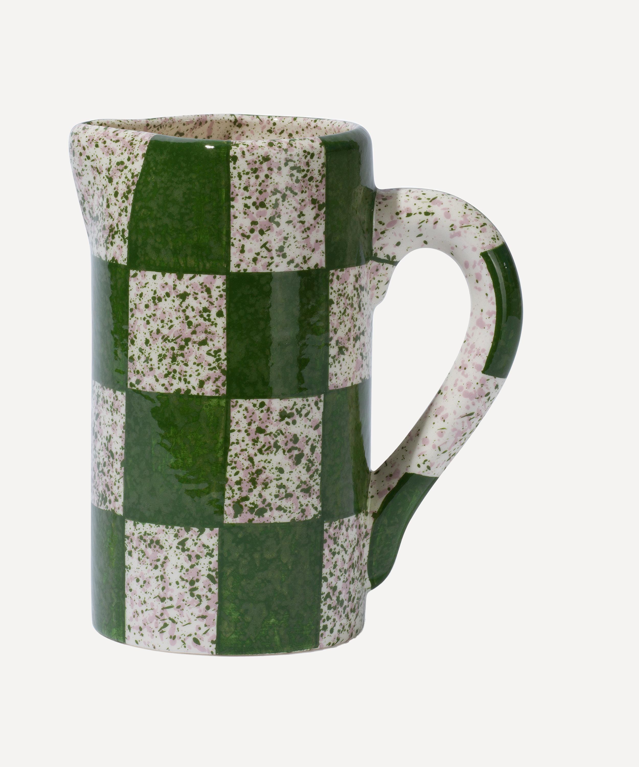 Vaisselle - Drink Me Forest Green Check Jug image number 0