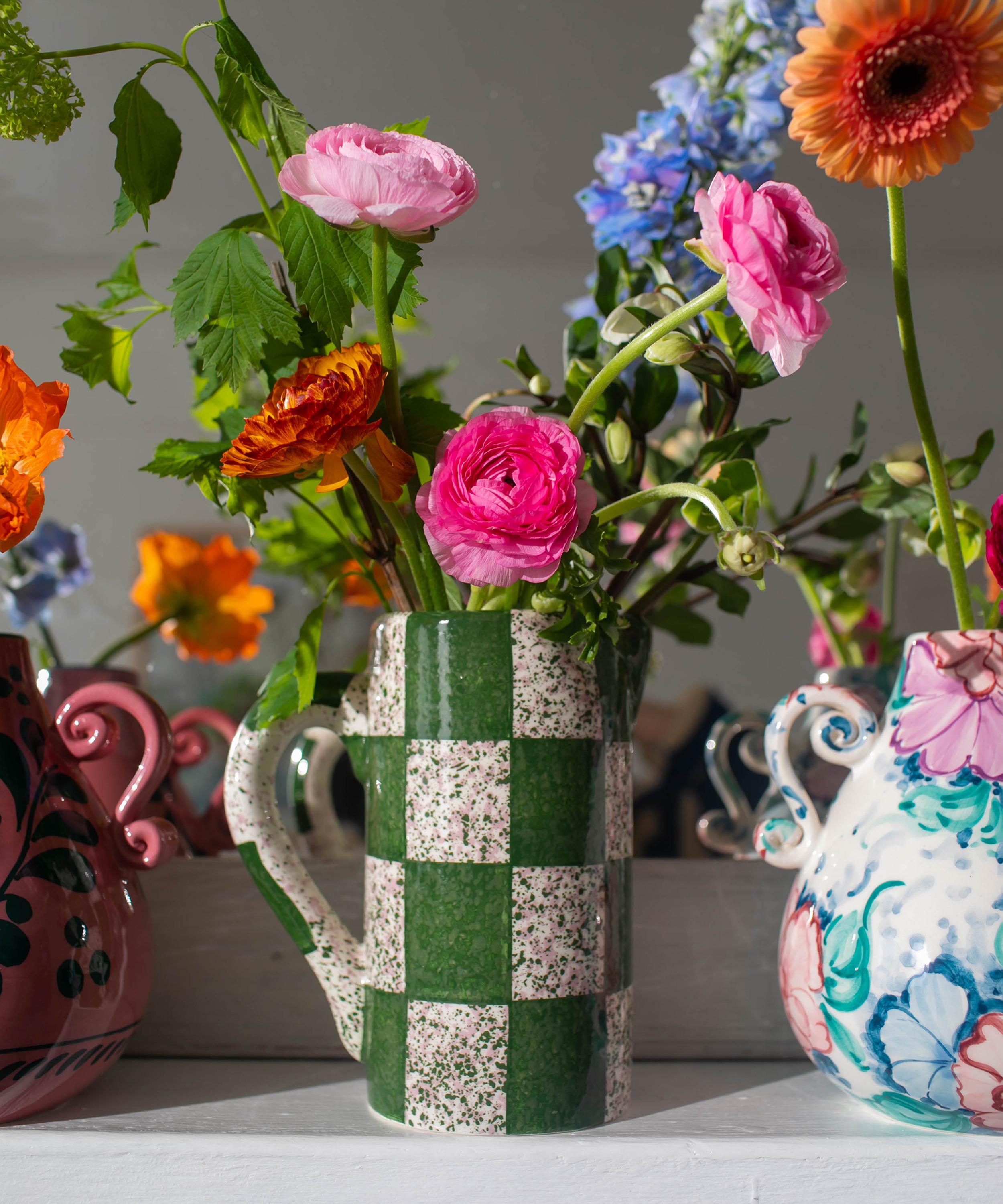Vaisselle - Drink Me Forest Green Check Jug image number 1