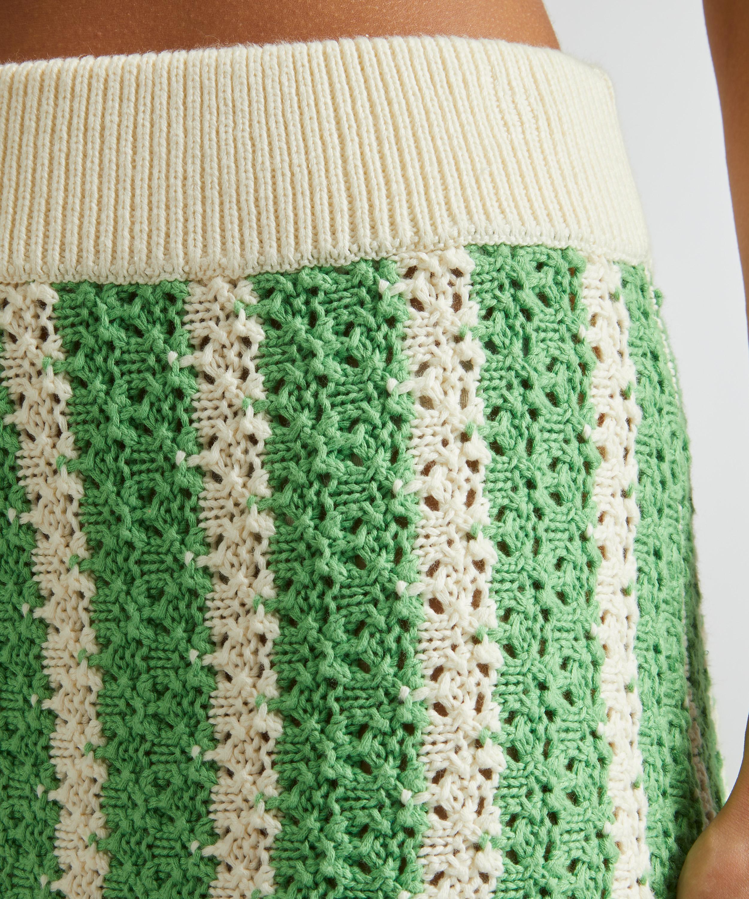 KITRI - Delphine Green Stripe Knitted Midi-Skirt image number 4