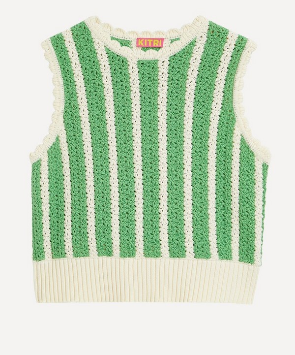 KITRI - Marley Green Stripe Knitted Top image number null