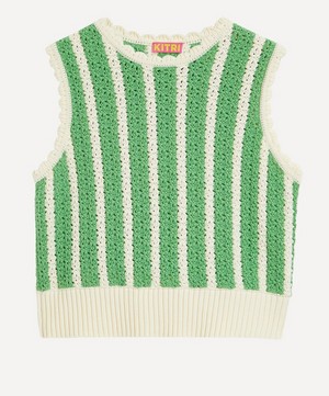 KITRI - Marley Green Stripe Knitted Top image number 0
