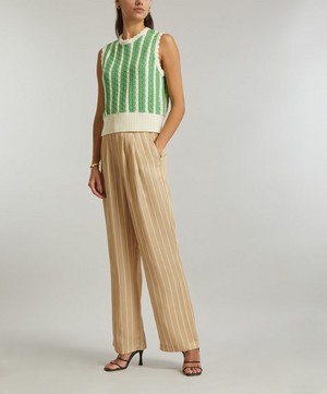 KITRI - Marley Green Stripe Knitted Top image number 1