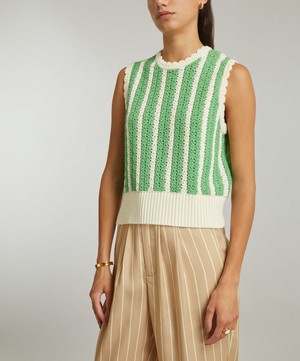 KITRI - Marley Green Stripe Knitted Top image number 2