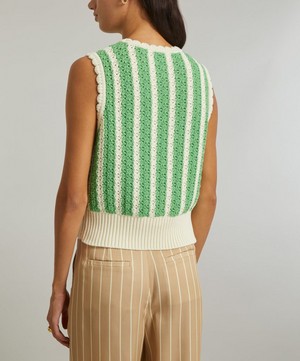 KITRI - Marley Green Stripe Knitted Top image number 3
