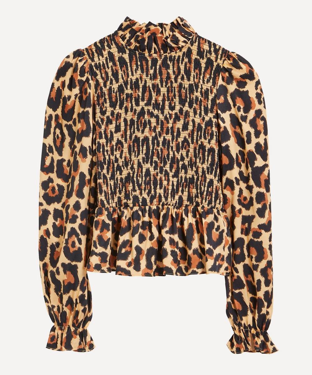 KITRI - Darcie Leopard-Print Shirred Top