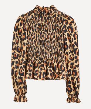 Darcie Leopard-Print Shirred Top