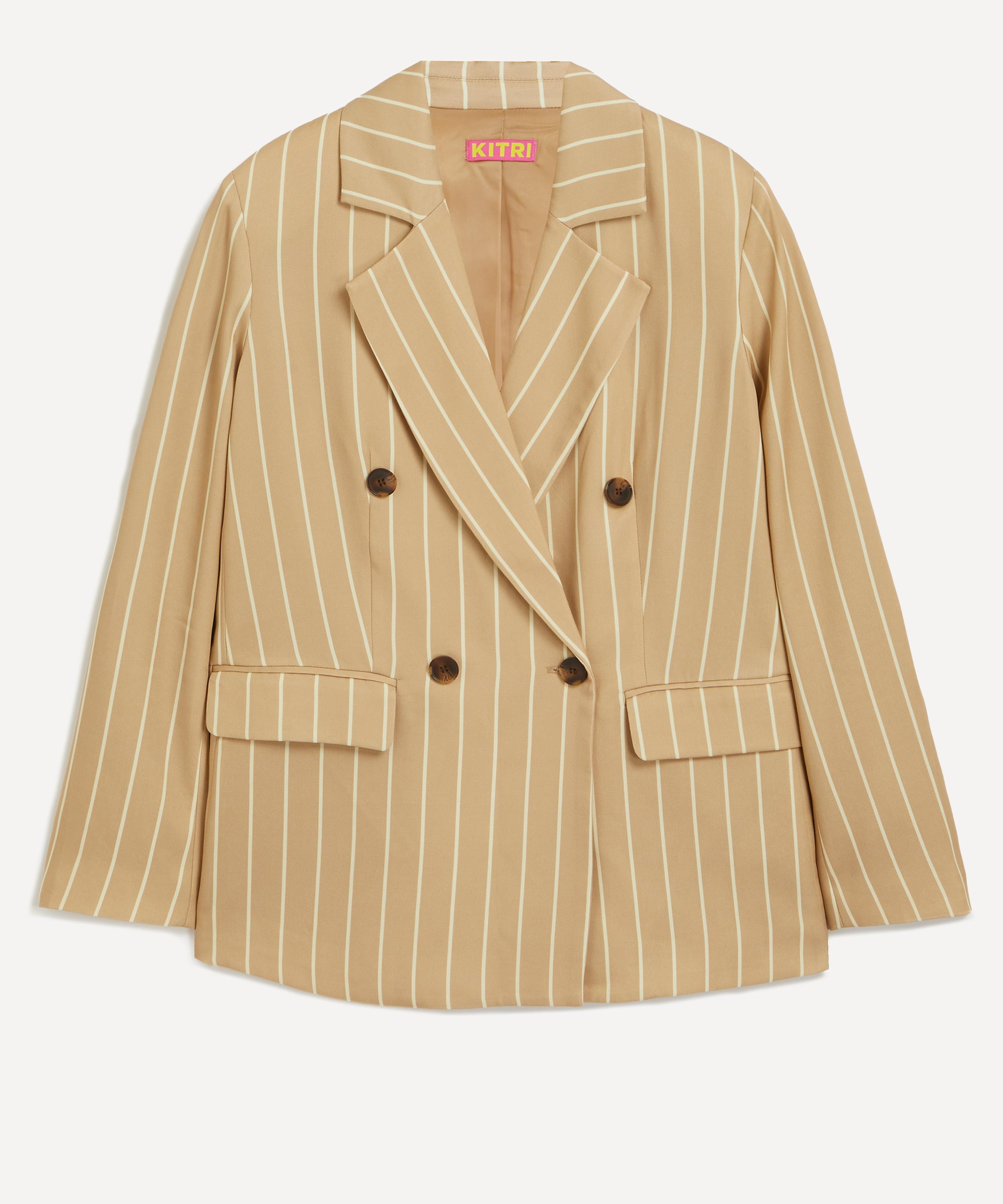 KITRI - Josephine Camel-Stripe Double-Breasted Blazer image number 0