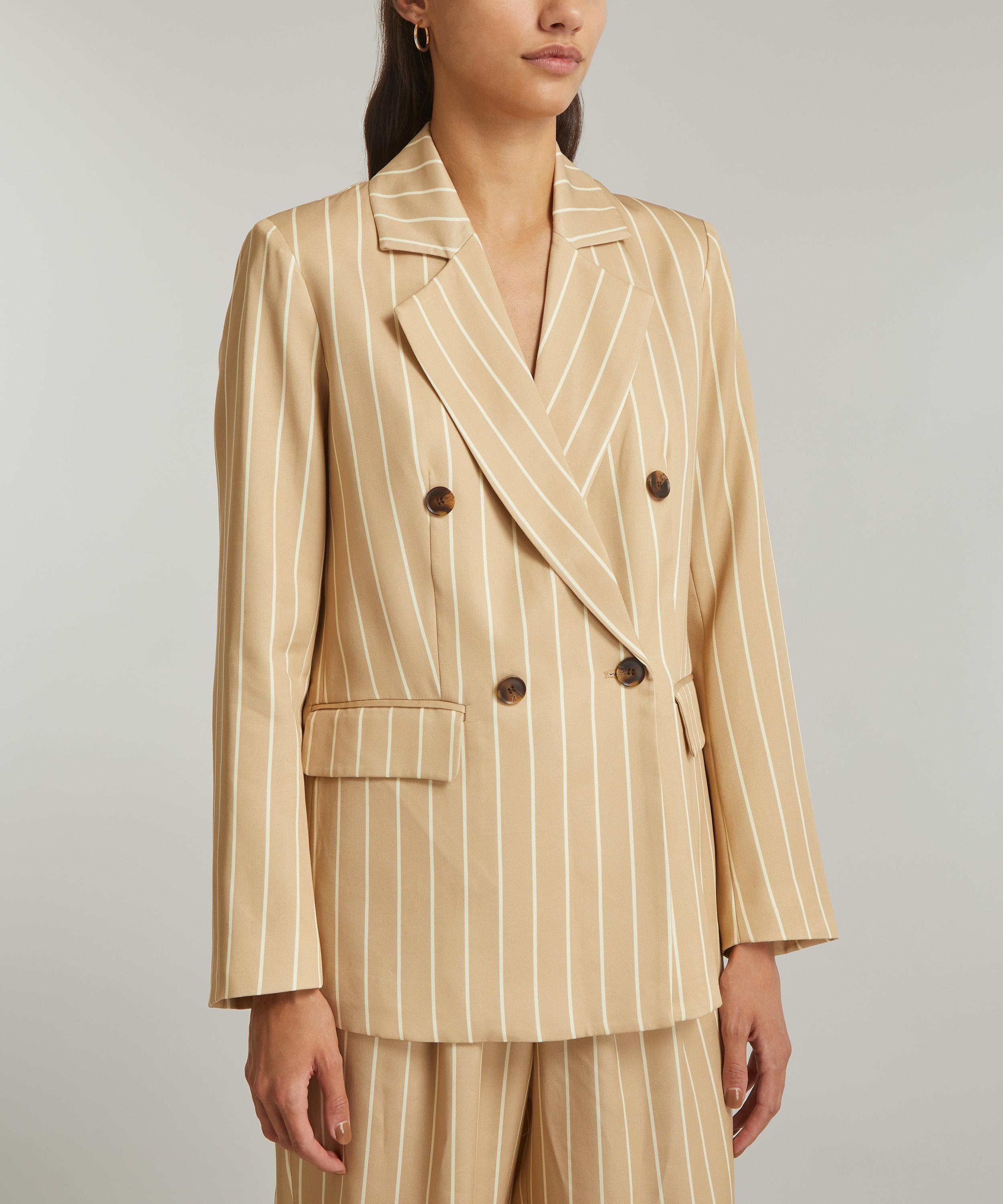 KITRI - Josephine Camel-Stripe Double-Breasted Blazer image number 2