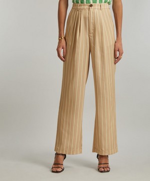 KITRI - Edith Camel-Stripe Wide-Leg Trousers image number 2