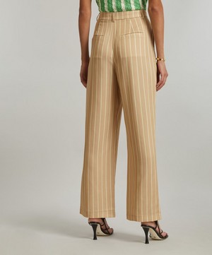 KITRI - Edith Camel-Stripe Wide-Leg Trousers image number 3