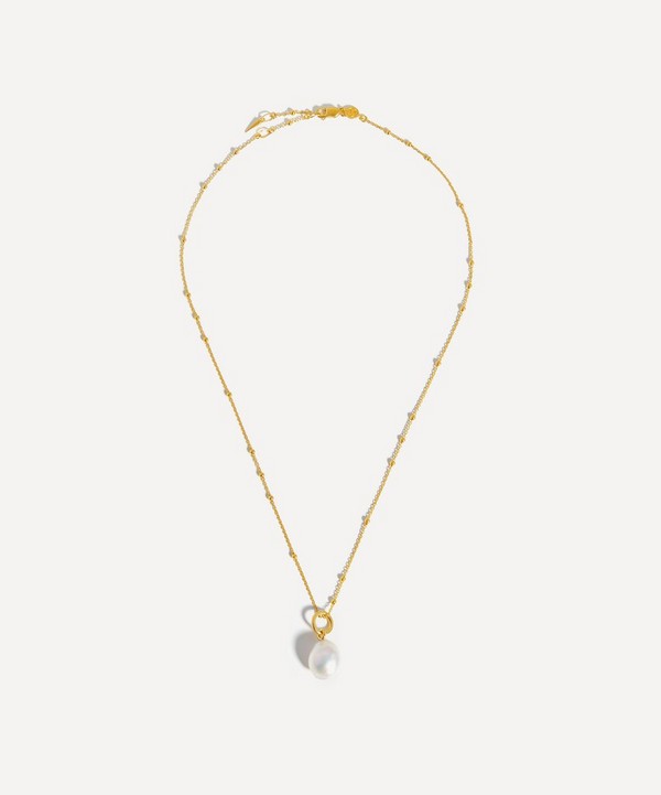 Missoma - 18ct Gold Vermeil Silver Baroque Pearl Chain Necklace image number null